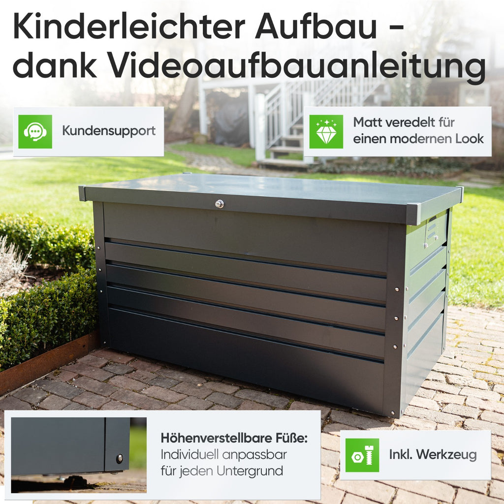 Hortus Home Auflagenbox 385 L – wasserdicht & belüftet, aus Metall