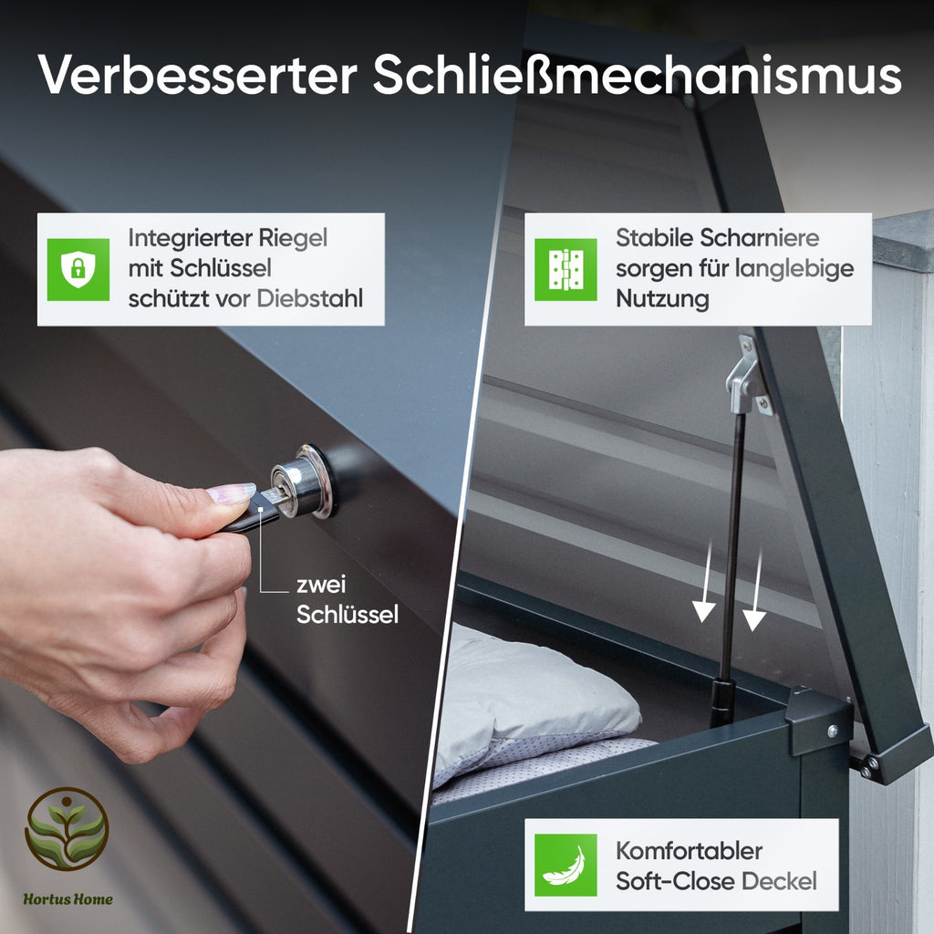 Hortus Home Auflagenbox 385 L – wasserdicht & belüftet, aus Metall